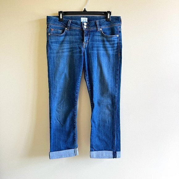 Hudson Womens Ginny Crop Straight w/ Cuff 24" Low Rise in Deco Blue Size 29 - Picture 1 of 7